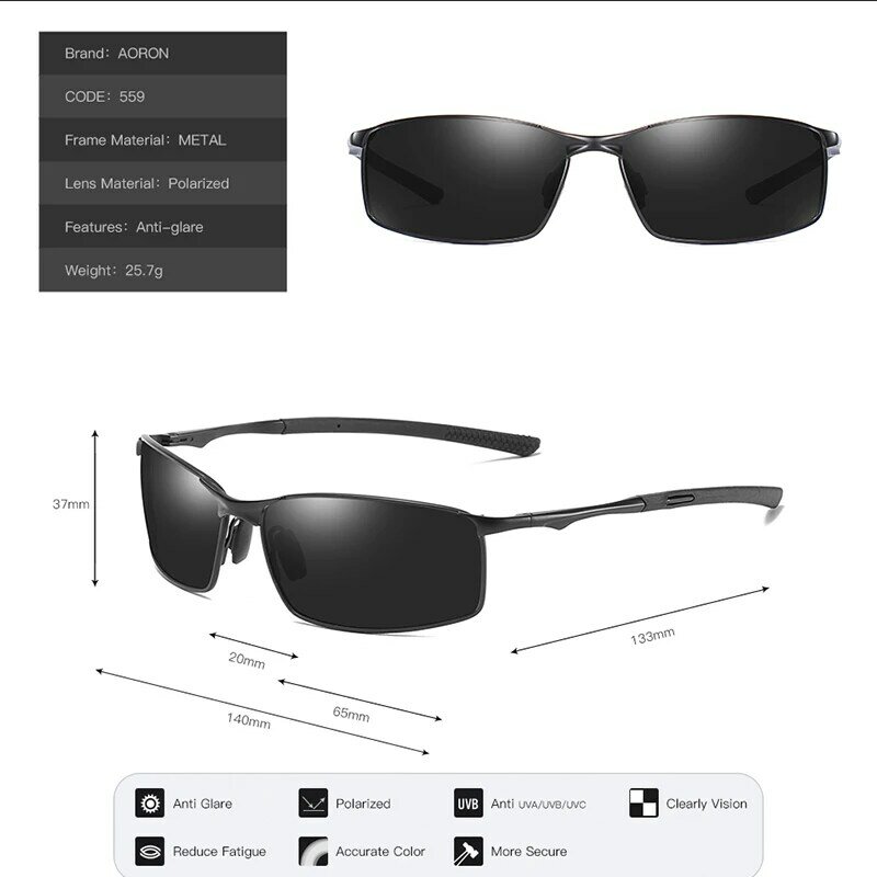 Aoron-النظارات الشمسية المستقطبة للرجال والنساء ، والقيادة مرآة نظارات الشمس ، نظارات إطار معدني ، ومكافحة وهج ، UV400 ، وتجارة الجملة