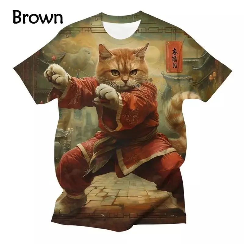 تي شيرت قطه تاي تشي بطباعة ثلاثية الأبعاد ولطيف ، قميص للأطفال ، حيوان ، موضة جديدة ، صيف
