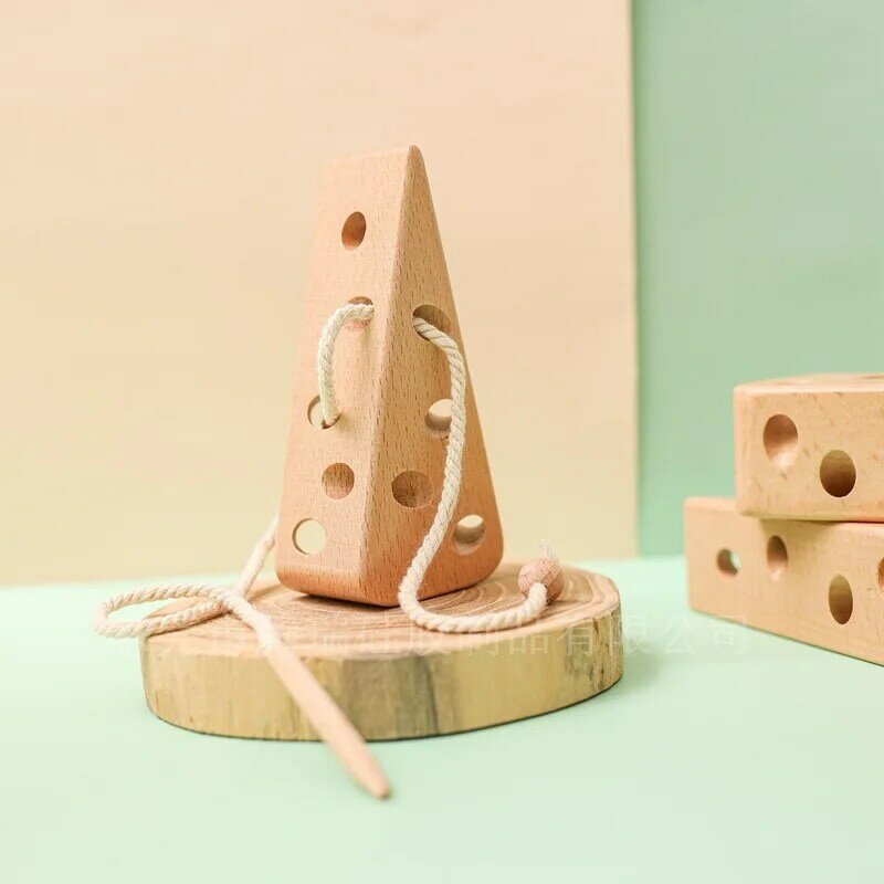 خشبية الجبن خيوط اللعب للتعليم المبكر و لغز خيوط اللعب للأطفال اليد العين التنسيق العملي على اللعب