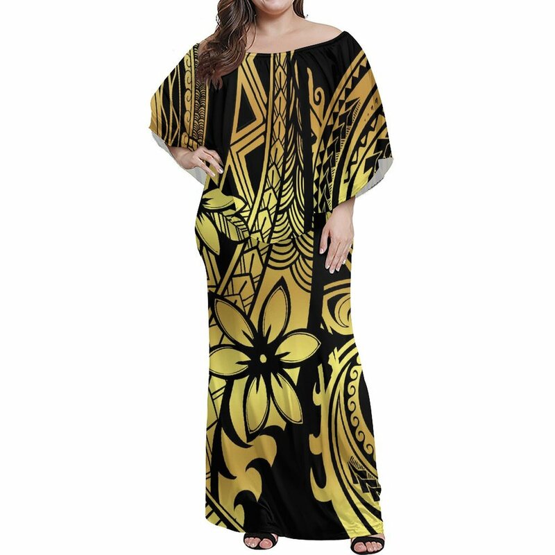 فستان مخصص بأكمام الرأس للنساء ، فستان كاجوال مريح ، ساموا ، تصميم جزيرة بولينيزية ، الصيف ، من من من من من من من من