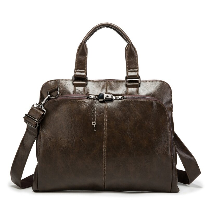 حقيبة جلدية مع قفل للرجال ، حقيبة يد سعة كبيرة ، حقيبة كروسبودي الذكور ، حقيبة الكتف عادية ، والأزياء التجارية