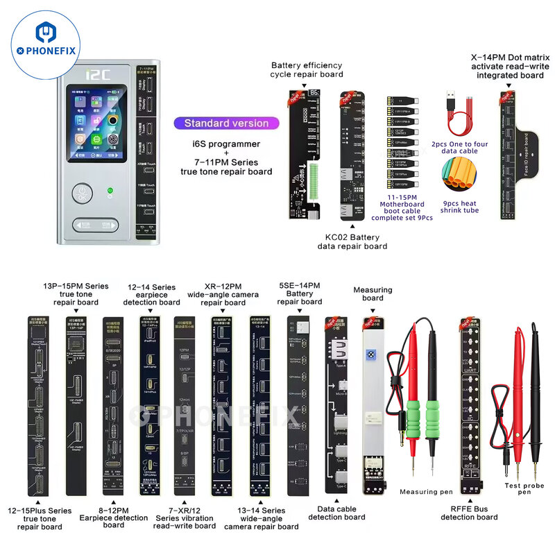 I2C i6S مبرمج شاشة معرف الوجه ، نغمة حقيقية ، كفاءة البطارية ، دورة EEPROM ، لوحة حافلة لهاتف iPhone 6-15 Pro Max ، أدوات إصلاح