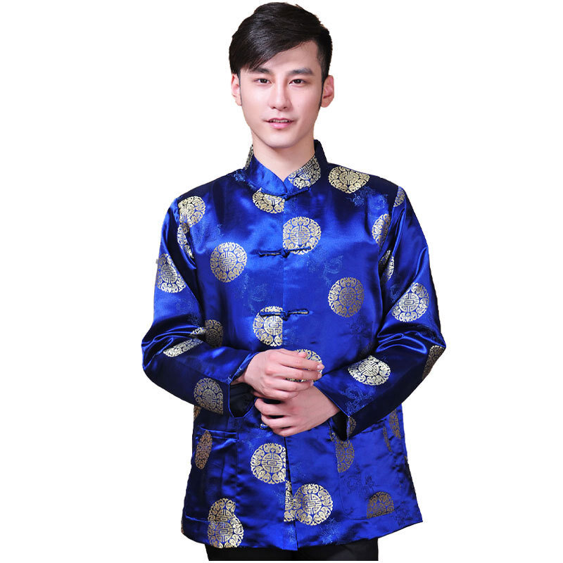 6 اللون الرجال السنة الجديدة القمم الصينية التقليدية تانغ دعوى طويلة الأكمام الكونغ فو الملابس مان سترة شيونغسام الرجعية الملابس S-3XL