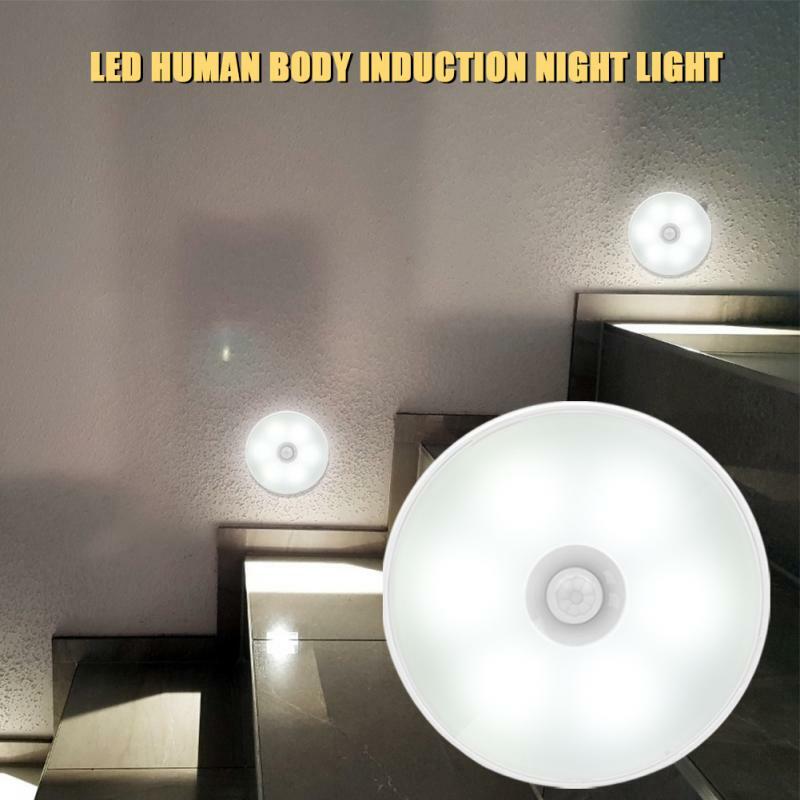 LED استشعار الحركة ضوء اللاسلكية ليلة ضوء تحت خزانة ضوء خزانة مصباح الذكية الحائط الجسم التعريفي مصباح ديكور المنزل