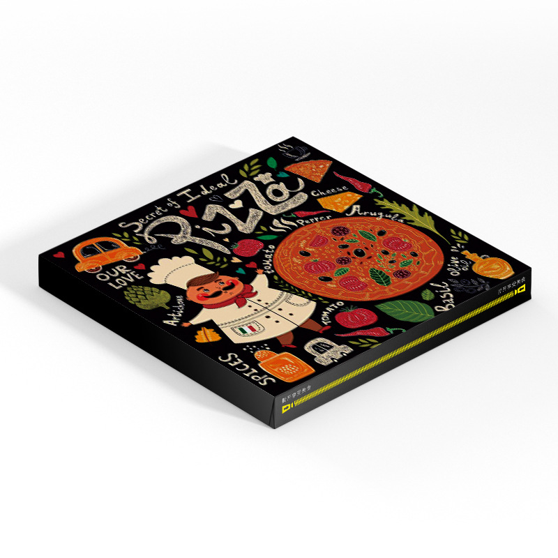صندوق بيتزا أسود مضلع ، وجبات سريعة ، منتج مخصص ، بيع بالجملة ، 8 10 12 14 16 بوصة