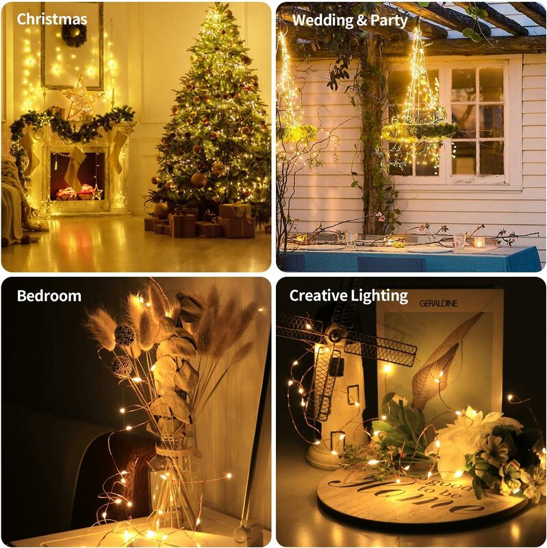 أضواء شجرة عيد الميلاد الجنية ، جارلاند تعمل بالبطارية ، USB ، مقاوم للماء ، في الهواء الطلق ، الزفاف ، ديكور الغرفة ، 2 متر ، 3m ، 5 متر ، 10 متر