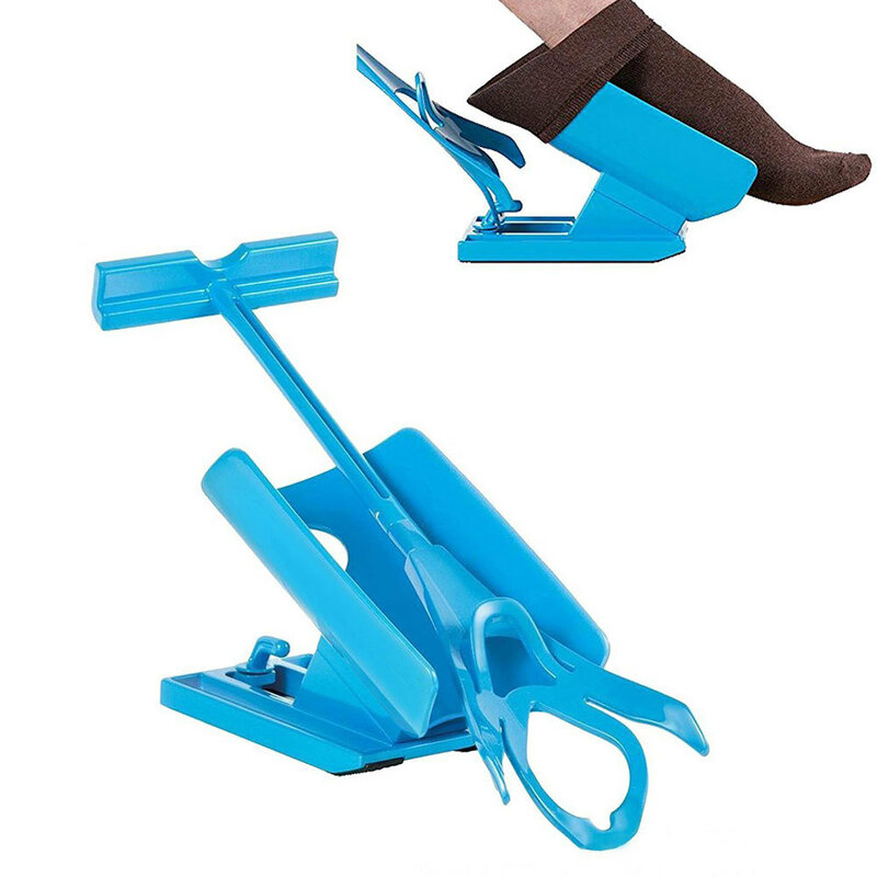 الأزرق جورب المنزلق المعونة مساعد عدة ، يساعد على وضع الجوارب وإيقاف ، لا الانحناء ، حذاء القرن ، ومناسبة للجوارب ، دعم دعامة القدم ، 1 قطعة