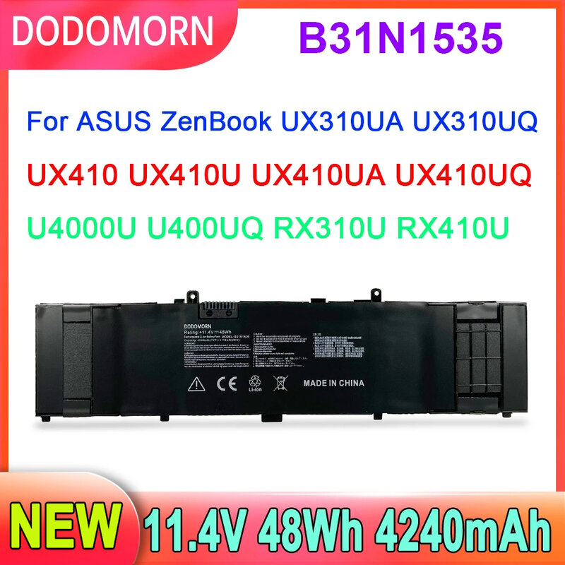 بطارية B31N1535 للكمبيوتر المحمول ASUS ZenBook UX310 UX310UA UX310UQ UX410 UX410U UX410UA UX410UQ U4000U U400UQ RX310U 11.4 فولت