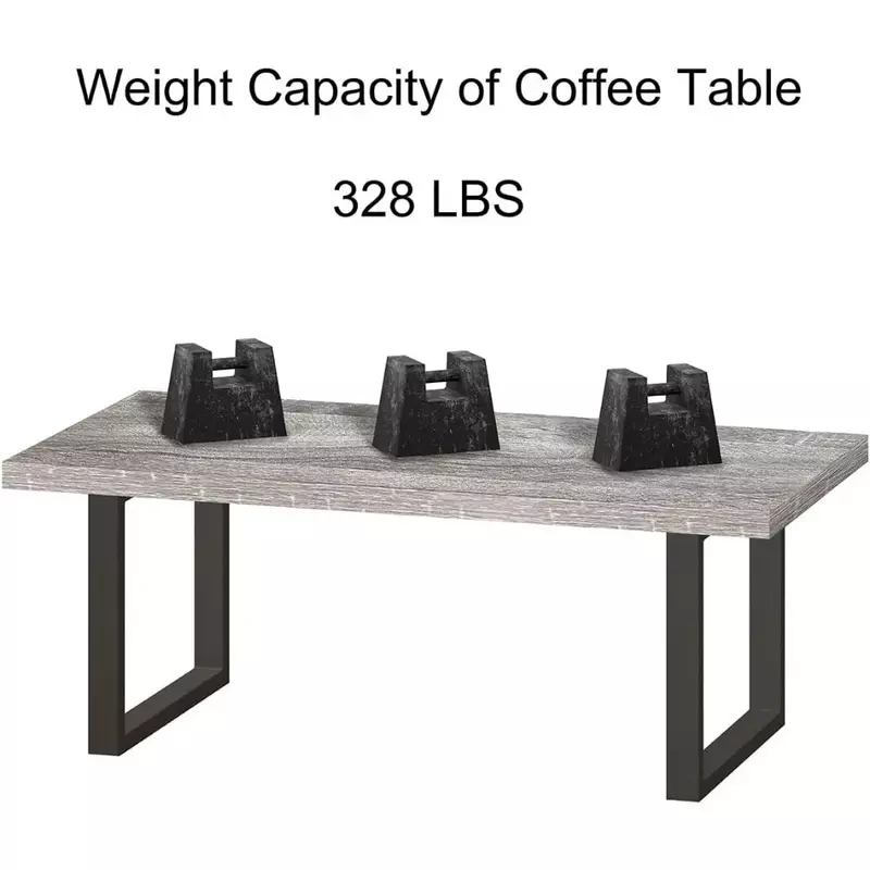 طاولات قهوة خشبية ومعدنية ريفية ، طاولة مركزية حديثة بسيطة ، تخزين مخفي ، بلوط رمادي خفيف ، أثاث غرفة المعيشة ، 47"