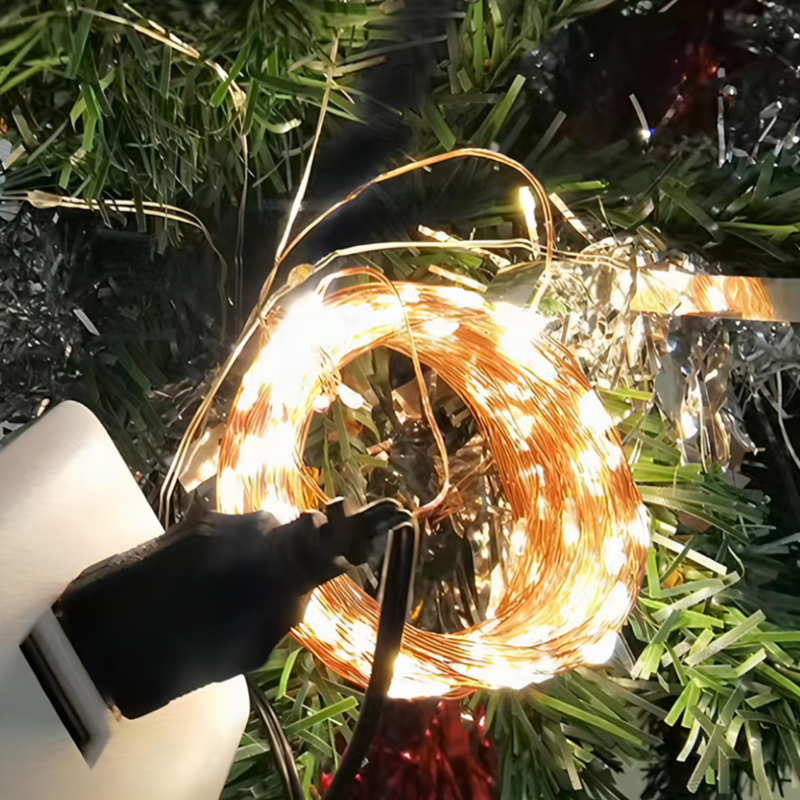UooKzz USB LED سلسلة أضواء النحاس الفضة سلك جارلاند ضوء مقاوم للماء LED الجنية أضواء لعيد الميلاد حفل زفاف الديكور