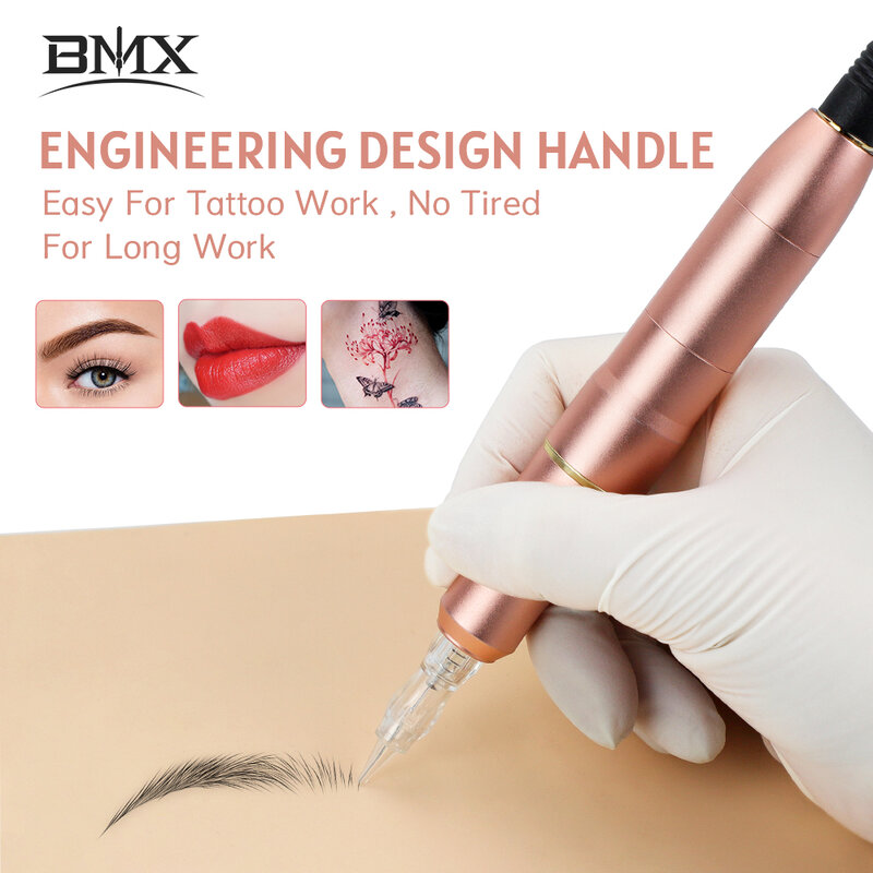 BMX الاستخدام المزدوج ماكينة رسم الوشم التجميلي القلم مع 2 رئيس للوشم الفن آلة تجميل دائم مجموعات الحاجبين جهاز تصبغ