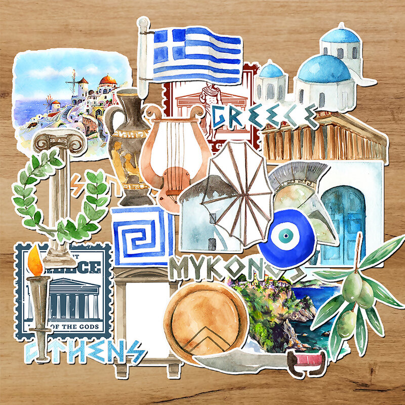 25 قطعة اليونان ملصقات السفر مثالية لسكرابوكينغ ، مجلة ، زجاجة ماء والكمبيوتر المحمول التخصيص لتقوم بها بنفسك صياغة ديكور