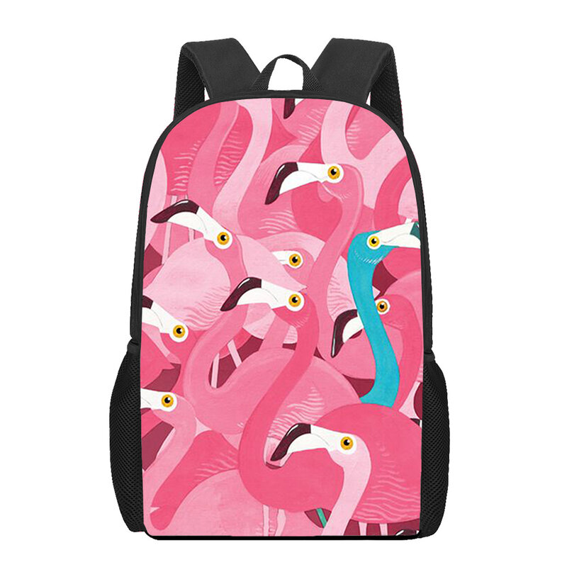 الوردي فلامنغو الطيور طباعة الحقائب المدرسية للمراهقين بنين بنات فريدة من نوعها على ظهره الأطفال طالب Bookbag حقيبة سفر عادية