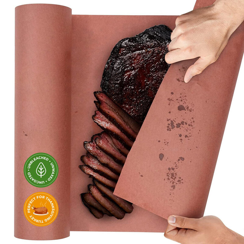 ورق غير مشمع غير مشمع للحم ولفافة الجزار وورق الخوخ للشواء لتغليف اللحوم ، 33 قدمًا ، والتدخين × 33 قدمًا