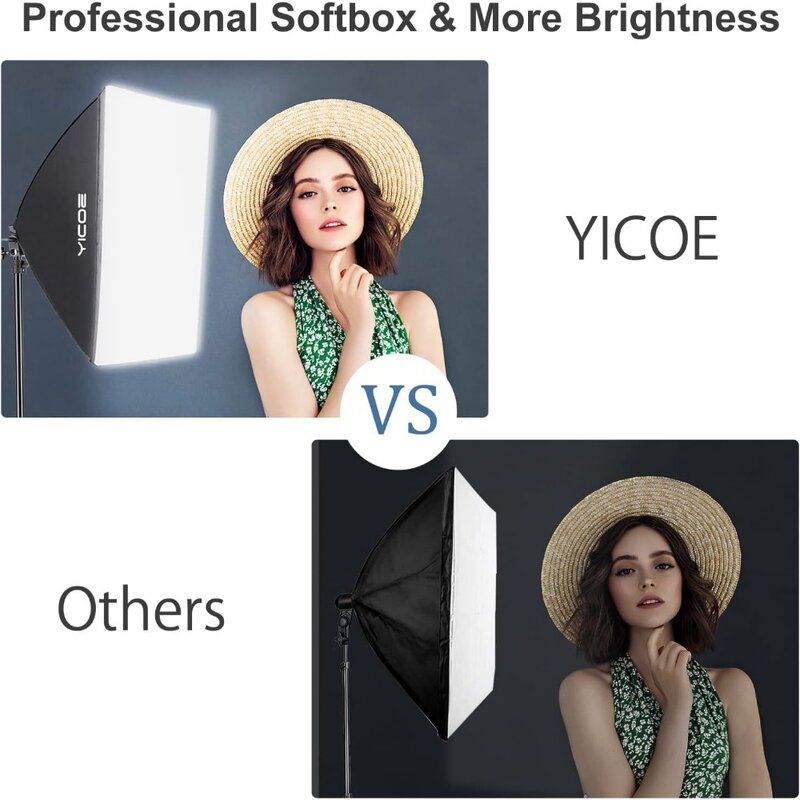نظام إضاءة مستمر من YICOE ، طقم إضاءة Softbox ، طقم إضاءة للتصوير الفوتوغرافي ، صباح LED E27 ، جهاز تحكم عن بعد ، 2 × × ×