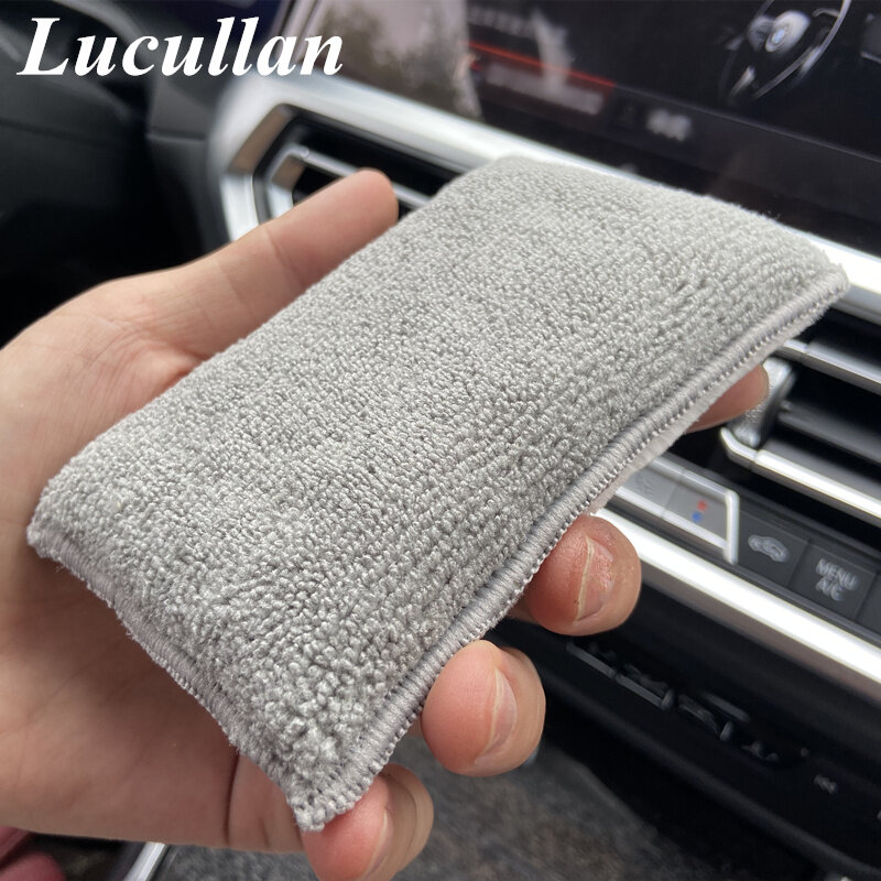 إسفنجة تنظيف داخلية من الألياف الدقيقة من Lucullan (5 بوصات × 3.5 بوصات) لأجهزة تنظيف الجلد والبلاستيك والفينيل والمفروشات