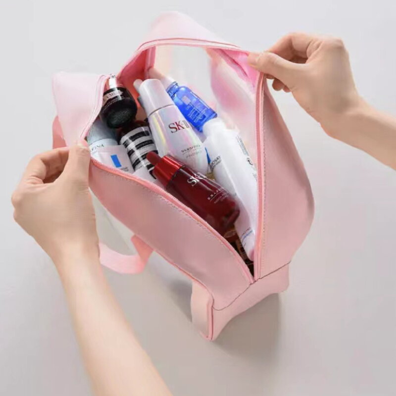 حقيبة ماكياج المحمولة السفر غسل حقيبة الإناث شفافة تخزين الحقيبة في الهواء الطلق فتاة سعة كبيرة التجميل المنظم الجمال