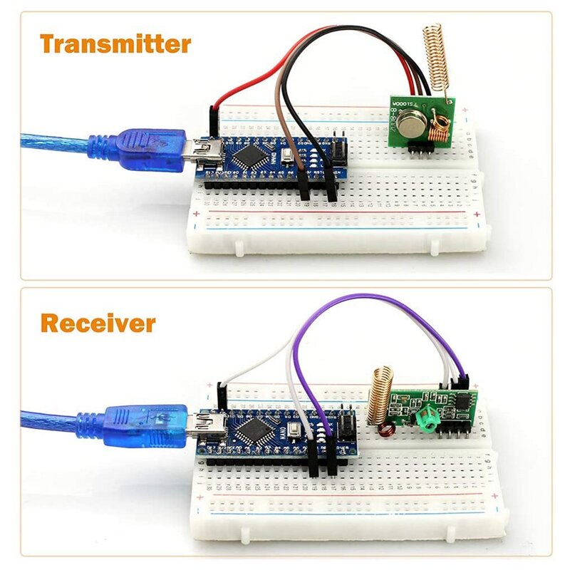 Top Set of 3 433 MHz Radio Transmitter and Receiver Module + 433 MHz Antenna Helical Spiral Spring Remote Control