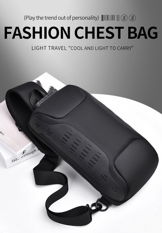 حقيبة ظهر ذات حمالة USB مكافحة سرقة الرجال Crossbody حقيبة صدر للرجال حقيبة الكتف Daypack عادية