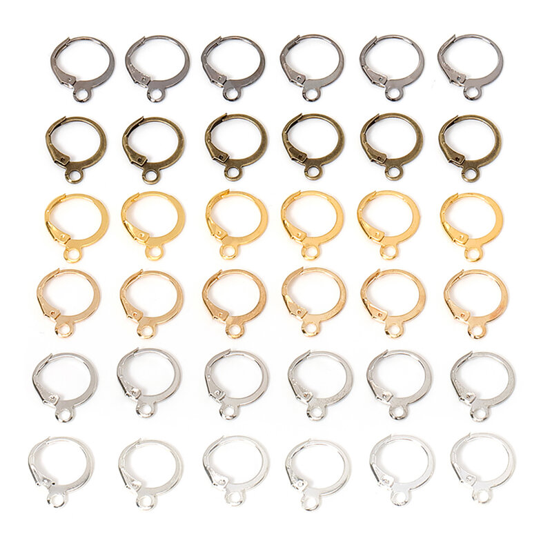50 قطعة/الوحدة 13x15 مللي متر الذهب الفضة اللون الفرنسية القرط هوك Earwire الأقراط المشبك قاعدة يليق DIY صنع المجوهرات اكسسوارات