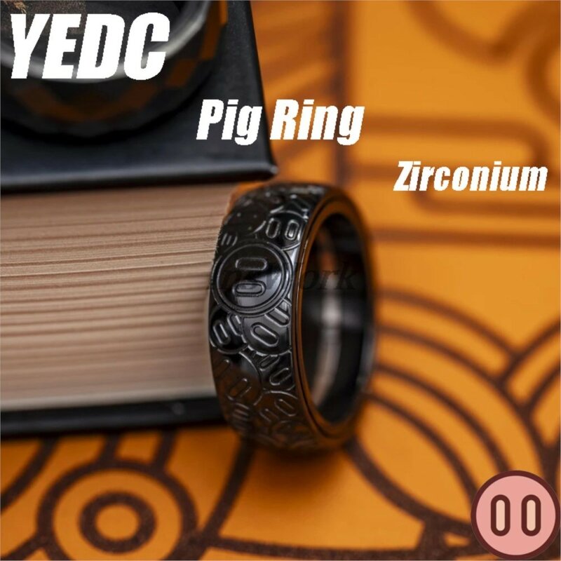 خاتم إصبع ميكانيكي YEDC مع الزركون ، خاتم خنزير ، جيرو طرف الإصبع ، معدن مغناطيسي ، لعبة تخفيف الضغط ، هدية عيد الحب