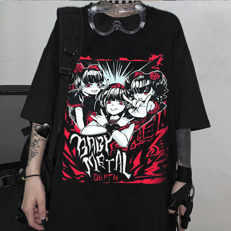 Women's T-shirt Street Gothic T-shirt Summer New Style Ins Harajuku Plus Size Loose Print Top Tee Punk Women's Oversized T-shirt #1
