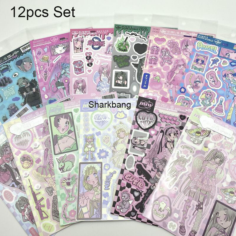 Sharkbang دومي سلسلة 12 قطعة ، 24 قطعة ، 66 قطعة مجموعة كاملة ديكو ملصقات الكورية Kpop كول بنات مجلة ملصق لتقوم بها بنفسك posticard الموردين