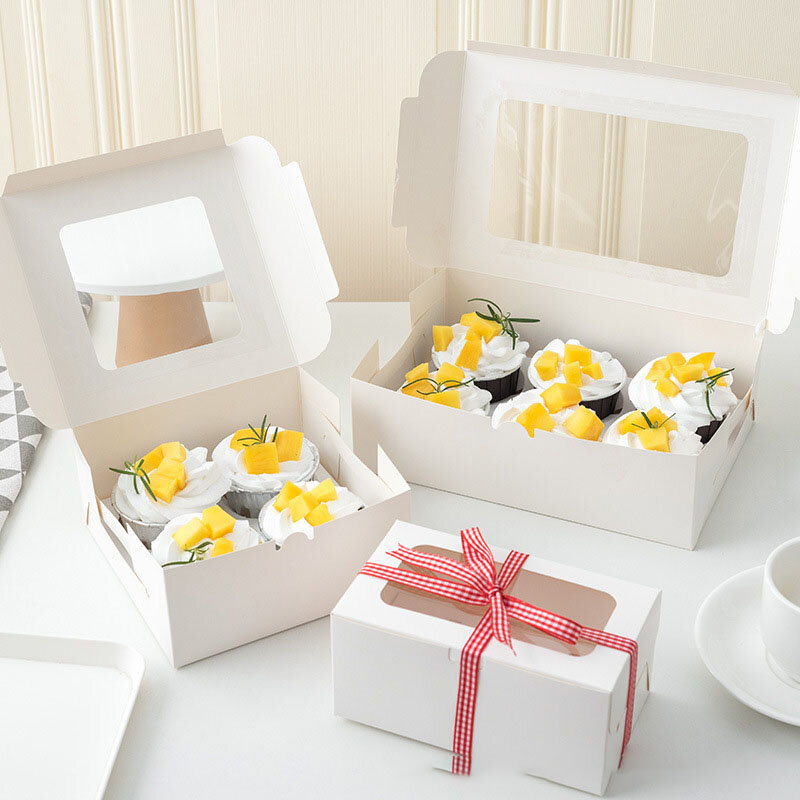 صندوق تعبئة دونات للاستعمال مرة واحدة ، صندوق تعبئة تارت البيض ، ورق مقوى أبيض ، ورق مطبوع ، منتج مخصص