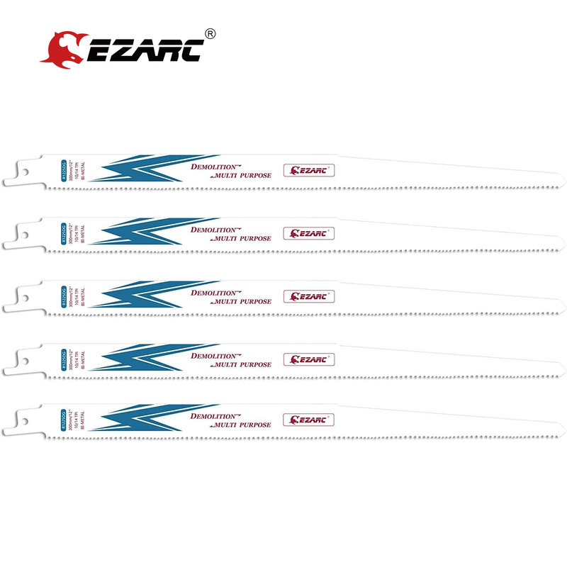 EZARC 5 قطعة الترددية شفرة المنشار ثنائية المعدن الكوبالت سيبر شفرات المنشار ل متعددة الأغراض 300 مللي متر/12 بوصة 10/14TPI R1225DG (5-Pack)