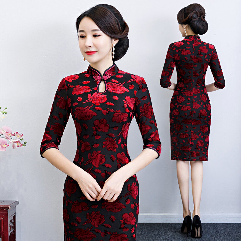فتاة تشيباو فستان صيني طويل أنيق عصري المرأة التقليدية شيونغسام جديد
