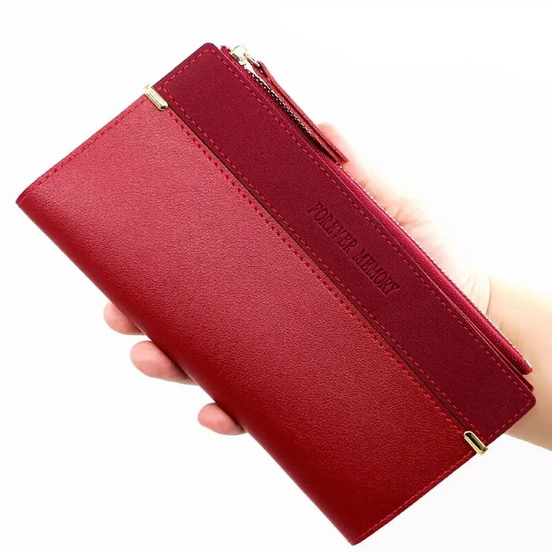 طباعة بولي Leather حقيبة جلدية بطاقة للنساء ، محفظة طويلة ، حامل بطاقة البنك ، مخلب المال ، محافظ النمط الكوري