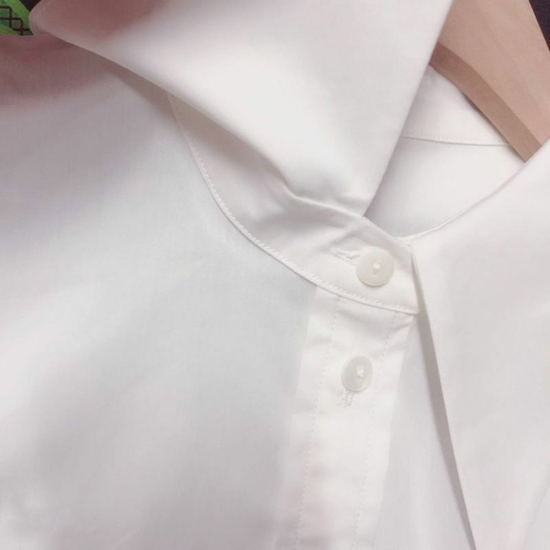نصف قميص نسائي أنيق من القطن قابل للفصل مدبب لطية صدر مثلثة مزيفة من Colla DropShip