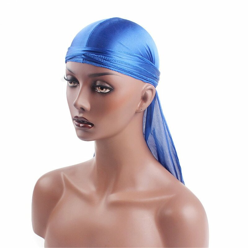 جديد للجنسين طويل الحرير الحرير تنفس حريري Durag 360 موجة كول باندانا قبعة عمامة بلون أغطية الرأس