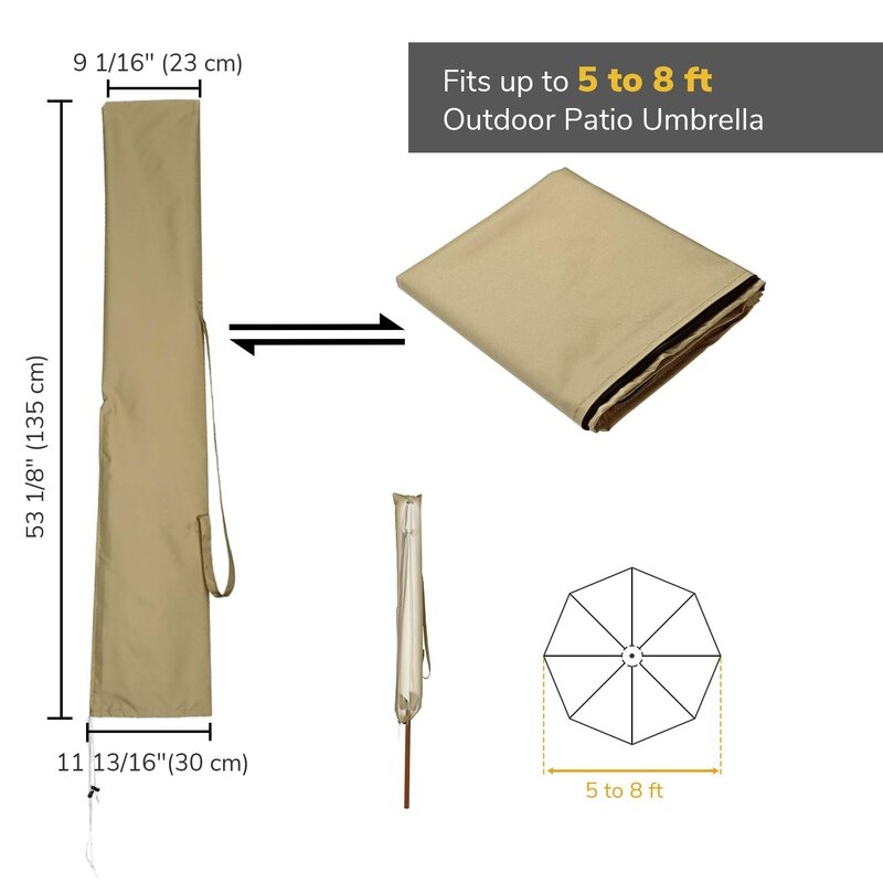 8ft Polyester Tan Umbrella Cover Bag/ Brown