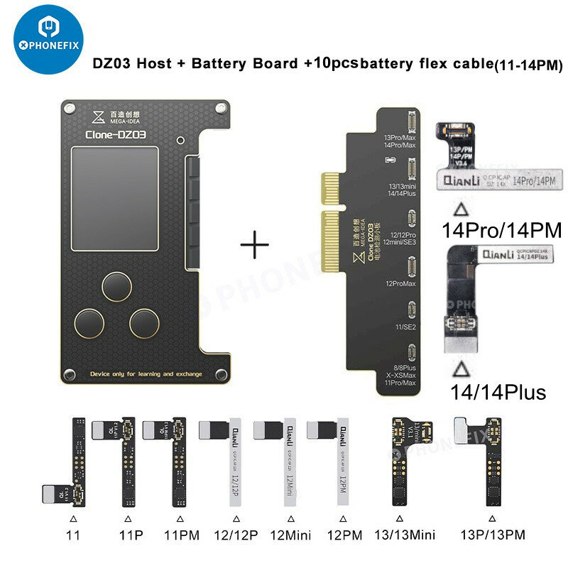 QianLi iCopy Plus Apollo Copy Power Mega-idea Clone DZ03 Battery Flex for iPhone 11 12 13 14 Pro Max Tag Tail على لوحة البطارية إصلاح مبرمج بطارية Face ID True Tone Function Repair
