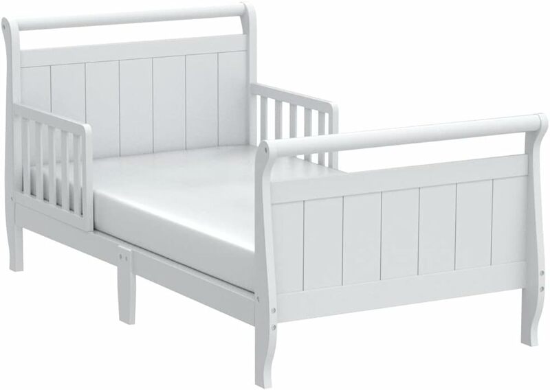 سرير خشبي للأطفال الصغار مزلقة ، سرير أبيض
