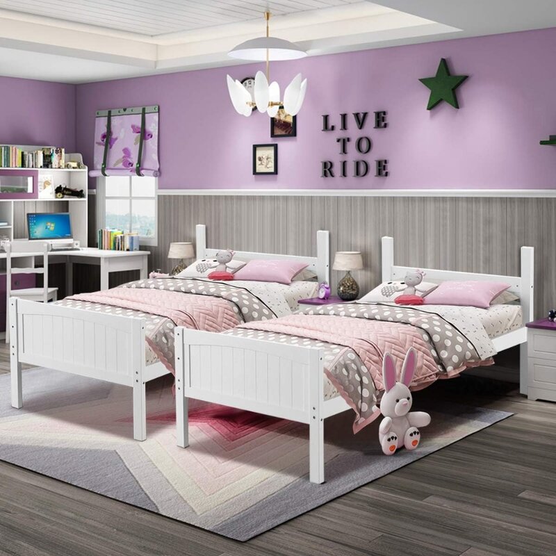 سرير مزدوج فوق طابقين للأطفال ، سرير مزدوج قابل للتحويل 2 سرير مزدوج فردي للأطفال ، سرير بطابقين من المطاط الصلب