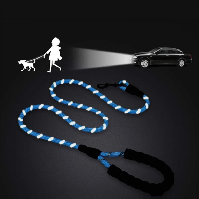 مقود تدريب كلب عاكس طويل ، خطاف قابل للقفل ، مقبض ناعم ، حبل جر للمشي في الهواء الطلق ، كلب صغير وكبير ، 15 متر