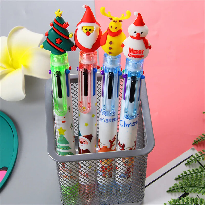 كارتون سانتا كلوز شجرة عيد الميلاد قلم حبر جاف ، 6 ألوان ، هدية عيد الميلاد ، أدوات كتابة قرطاسية ، تذكار للمكتب والمدرسة ، 20 60