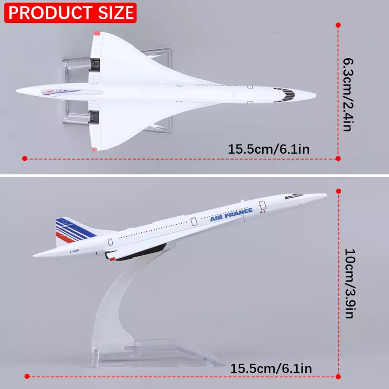 نموذج طائرة بمقياس معدني للأطفال ، طائرة كونكورد إير فرانس ، مصنوعة من السبائك ، عملية الصب بالقالب ، جامعي الألعاب ، 1: 1000