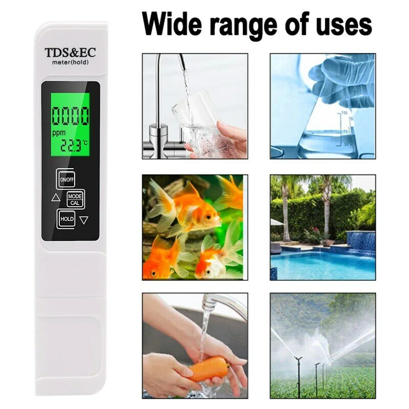 1 مجموعة 3 In1 TDS EC متر جهاز قياس درجة الحرارة القلم متعددة الوظائف الرقمية المياه جهاز اختبار جودة الماء للمياه نقاء درجة الحرارة PPM فاحص