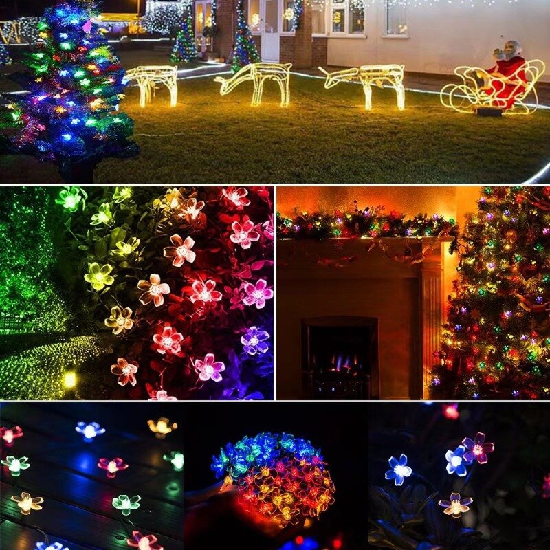 زهر الكرز LED ضوء سلسلة أضواء زهرة اصطناعية بطارية تعمل بالطاقة الشمسية توريد حفلة عيد الميلاد حديقة الفناء الخلفي الديكور