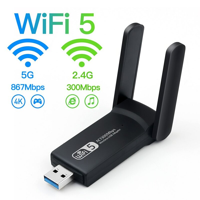 محول FENVI Mbps USB WiFi ثنائي النطاق بتقنية WiFi مزدوج النطاق Ghz/5Ghz هوائي لاسلكي WiFi Dongle USB جهاز استقبال