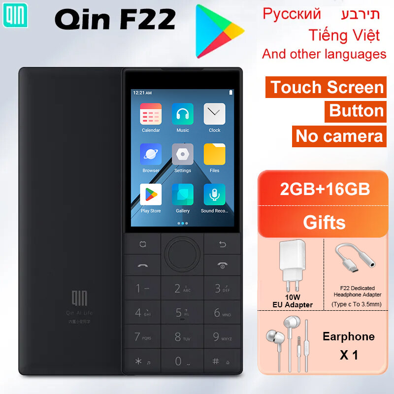 شاشة تعمل باللمس Qin F22 بدون كاميرا Wifi 2.8 بوصة 2GB 16GB MTK6739 بلوتوث 1700mAh بطارية 480*640 النسخة العالمية الذكية متجر اللعب