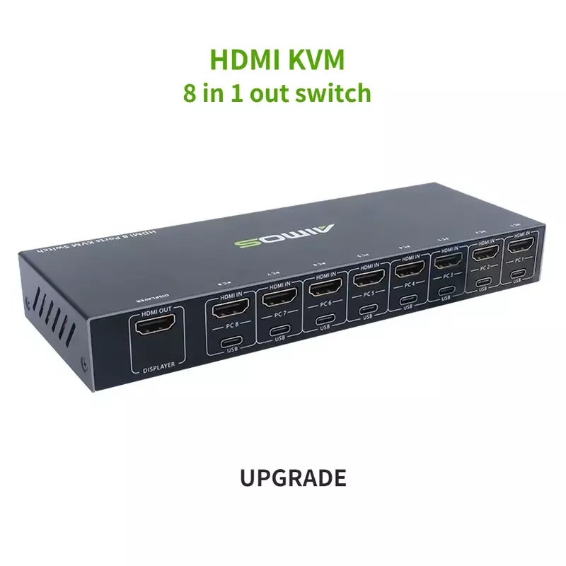 8 منافذ HDMI KVM الجلاد 8 في 1 خارج HDMI USB موزع فصل لتبادل رصد لوحة المفاتيح الماوس التكيف EDID/HDCP فك التشفير