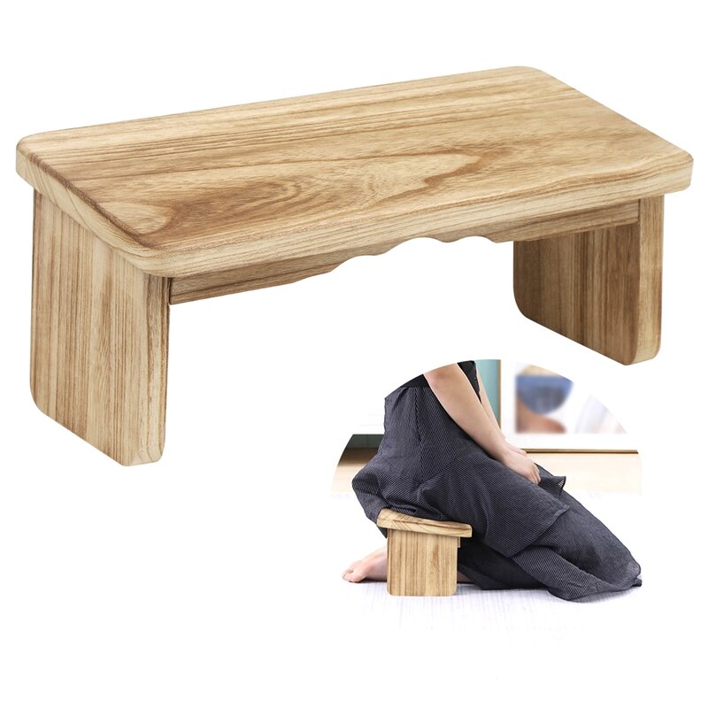 مقعد خشبي قابل للطي للتأمل اليوجا ، مقعد مريح للركوع ، مقعد للصلاة مع مفصلات معدنية متينة