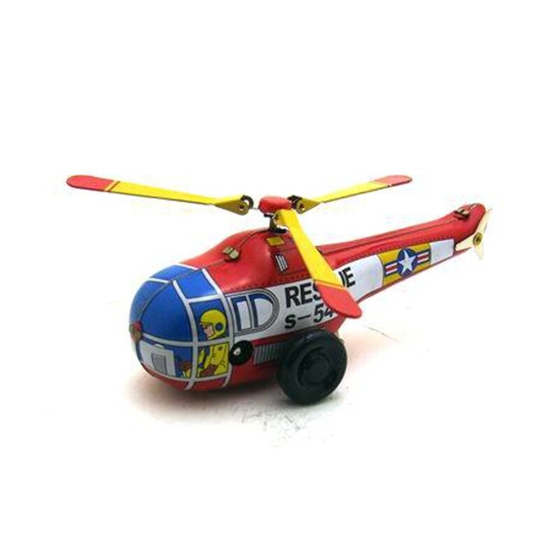 لعبة صفيح كلاسيكية على شكل طائرة هليكوبتر لطيفة على شكل طائرة هدية عيد ميلاد للأطفال، مستلزمات لعبة هليكوبتر معدنية