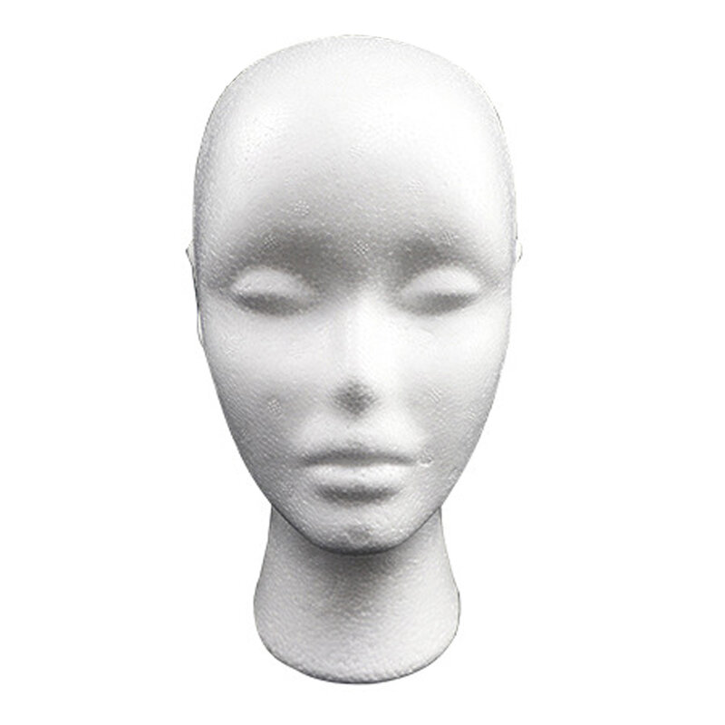 أنثى الستايروفوم عارضة أزياء نموذج الرأس ، قبعة ونظارات العرض ، حامل الرف ، رغوة القزم ، عرض شعر مستعار ، 1 قطعة