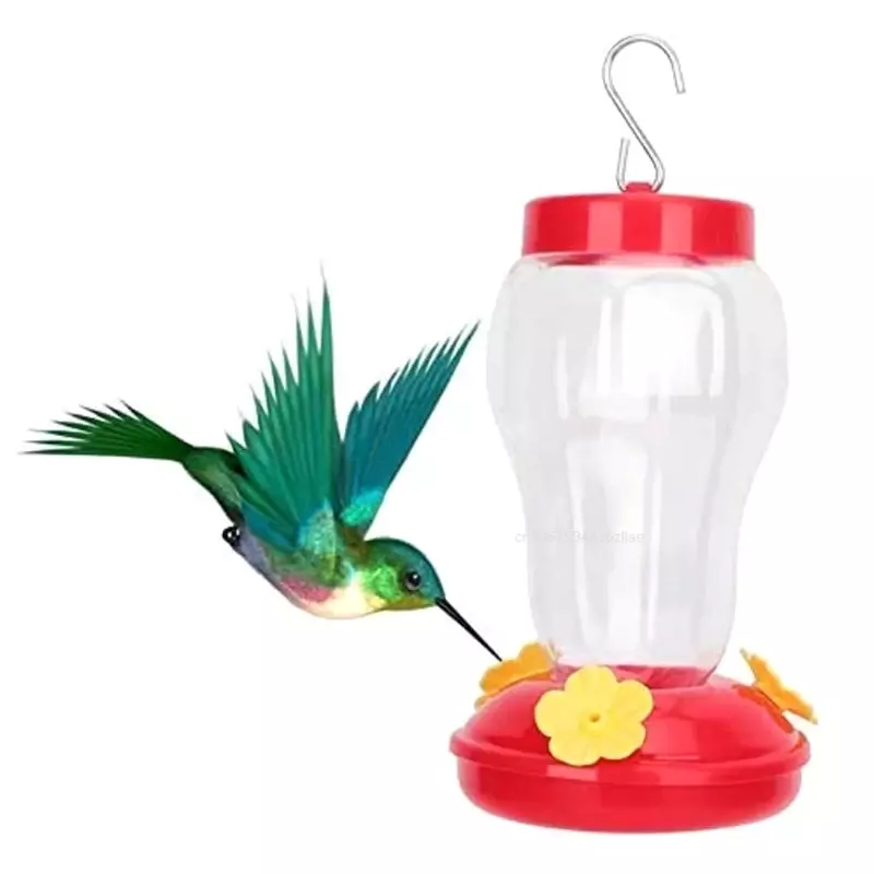 في الهواء الطلق البلاستيك زهرة الطيور المغذية مع الحديد هوك البلاستيك الطيور صنبور ماء زجاجة معلقة الطنان المغذية حديقة