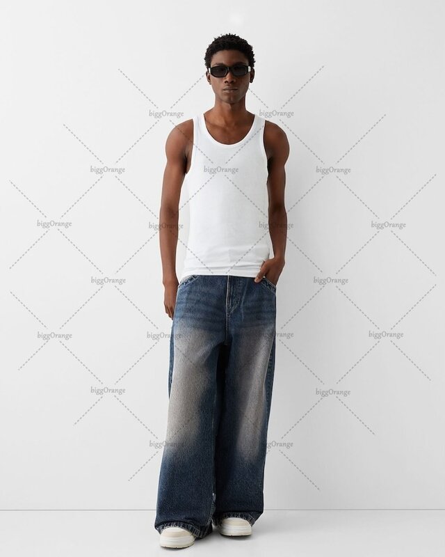جينز مطرز بحروف عالية في الشارع للرجال والنساء ، بنطلون كلاسيكي في الولايات المتحدة ، بنطلون كاجوال فضفاض بأرجل واسعة ، أزياء هاراجاكي ، Y2K ،